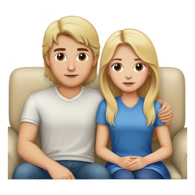 Blonde haired man woman with long brown hair on couch  sticker
