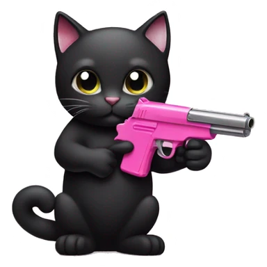 black cat holding pink gun sticker