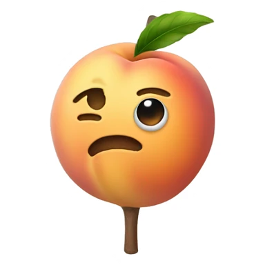 Peach with stick inside sticker