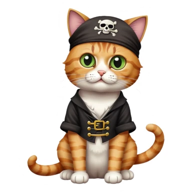 cat full body sitting with a pirate eye patch sticker