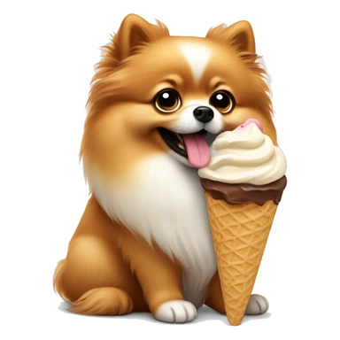 Pomeranian eating ice cream sticker