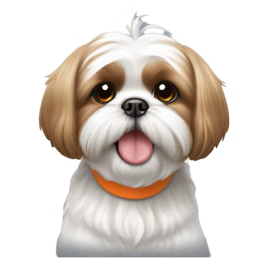 Happy shih tzu with orange ear and the rest white sticker
