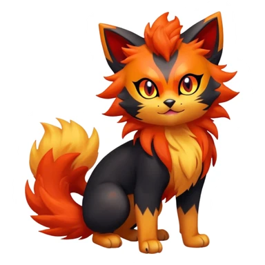 Zorua-Pyroar-Litten-Fakémon-hybrid-creature (full body)  sticker