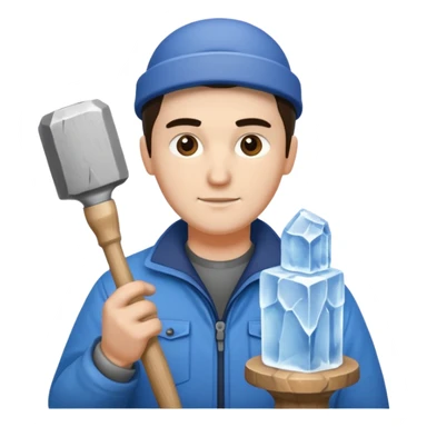 Sculptor with chisel & mallet,Ice Sculptors. sticker