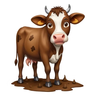 Cow with mud sticker