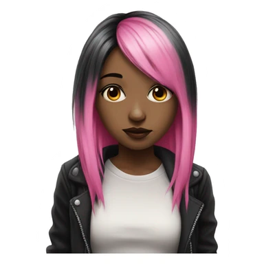 Hyperreal emo girl with pink and black hair sticker