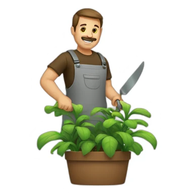 man cutting efgplant sticker