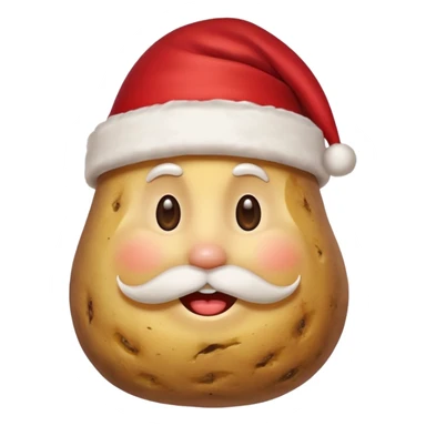 Potato with a smile face and a Santa Christmas hat on sticker