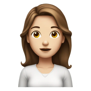 Girl with brown hair and white skin shrugging sticker