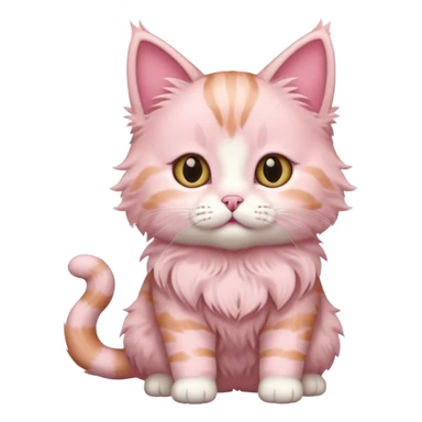 full body of baby American Bobtail pink cat  sticker