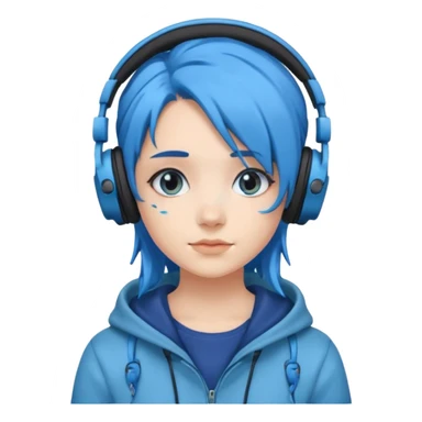 blue haired earringed heaphone wearing girl sticker