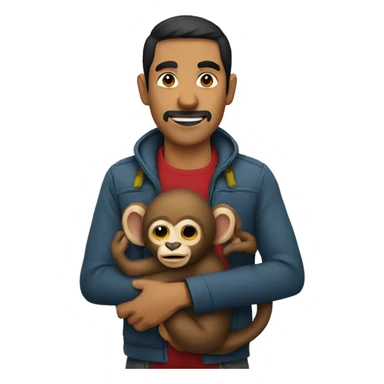 mexican man holding a monkey sticker