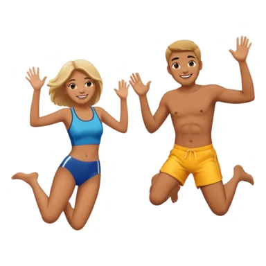 man and woman jumping into pool pool smiling  sticker