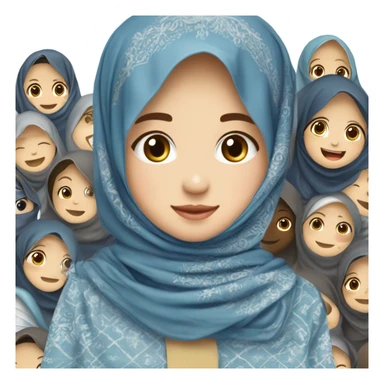 anak cewek umur 16 tahun memakai behel warna biru muda dan kacamata berwarna putih tangkai nya cokelat, menggunakan baju dress biru muda blouse, kalung bintang kecil di leher nya, memakai hijab pashmina berwarna putih, warna kulit samo matang sticker