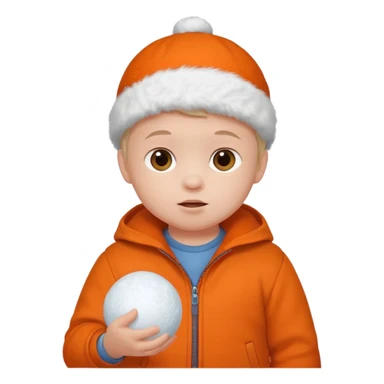 baby boy in orange with snowball











 sticker