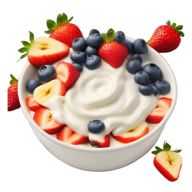 Yogurt bowl with strawberries bananas blueberries and honey drizzled on top sticker