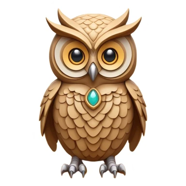 A guardian made of interlocking dunes that forms temporary bodies from compressed sand, adorned with gemstone eyes that change color to warn of approaching sandstorms or oasis locations. owl body sticker