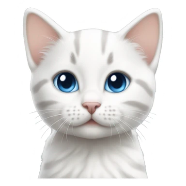 Blue eyed white kitten w gray stripes  sticker