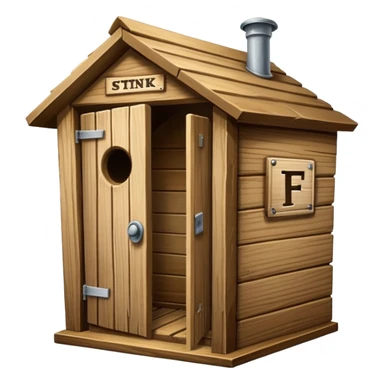 A trophy in the shape of an outhouse there are at he base “I stink at FF” sticker