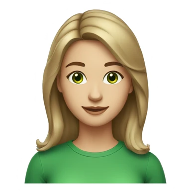 a 25-year-old girl with dark blonde mid-lenght hair with green eyes, smiling sticker