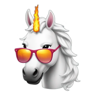 Unicorn with sunglasses and fire sticker