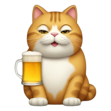 fat cat with beer sticker