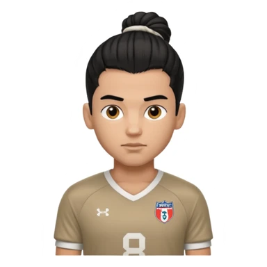 a pretty male bratz footballer. black hair tied in a manbun. light brown skin sticker