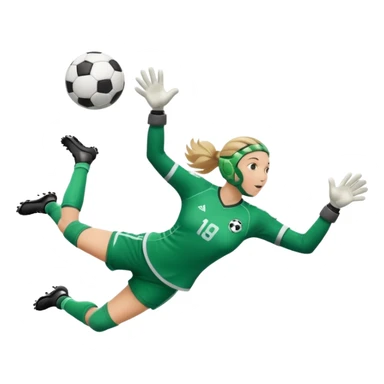make a girl goalie diving through the air with a soccer ball in her hands sticker