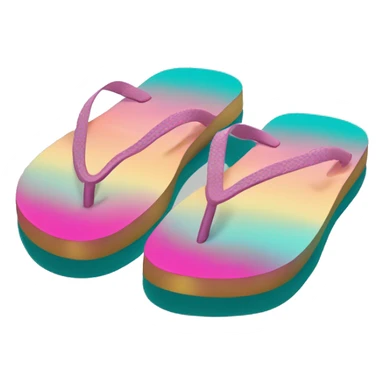 Realistic teal pink and gold ombre flip flop. sticker