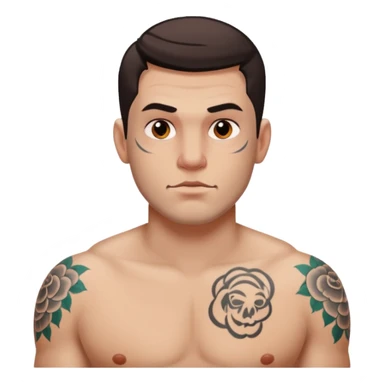 tattoo man, white skintone,tattoos on face, more visible, bulky man with tattos on his chest. sticker