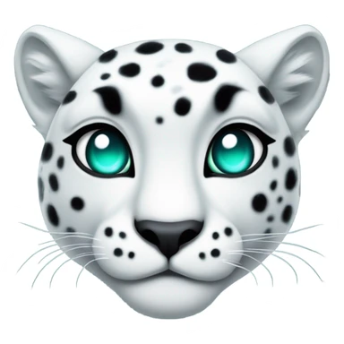 Vicious white snow leopard with black spots and entirely teal glowing eyes with no pupil  sticker