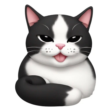 Tuxedo Cat asleep with tongue out sticker