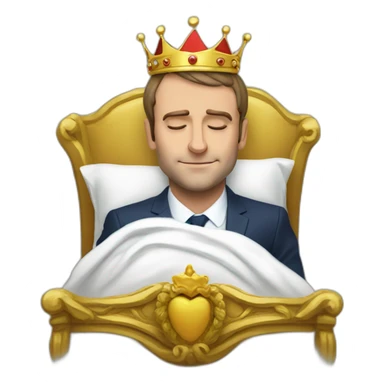 Macron sleeping with a crown sticker