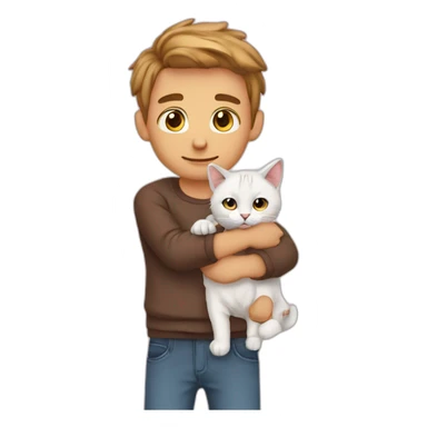 Jeune homme avec son Chaton mignon sticker