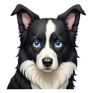 Cinematic Meme-Worthy Grumpy Border Collie Portrait Emoji, Head held high but eyes filled with dramatic disappointment, smooth black and white fur with a deeply furrowed brow forming an unmistakable scowl, floppy ears slightly angled back in disapproval, piercing blue eyes glaring with pure exasperation, Simplified yet hilariously over-exaggerated features, highly detailed, glowing with an aura of supreme annoyance, high shine, exhausted yet judgmental, stylized with an almost regal pettiness, bright but brooding, soft glowing outline, capturing the essence of a herder that has seen it all and is thoroughly unimpressed, so meme-worthy it feels like it could instantly become the next viral sensation of grumpiness! sticker