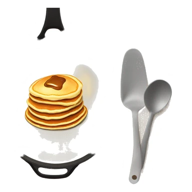 Pancakes in a frying pan and on a plate sticker