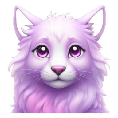 Kawaii colorful bright light pastel lilac-pink-white-gradient fantasy ethereal anthro fursona animal creature sticker