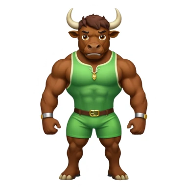 Green bull with clothes sticker