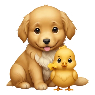 Un perrito con un pollito arriba sticker
