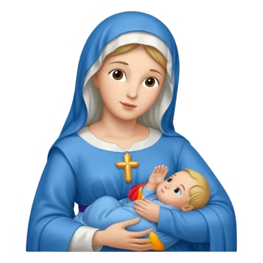 Virgin Mary in blue holding baby Jesus sticker