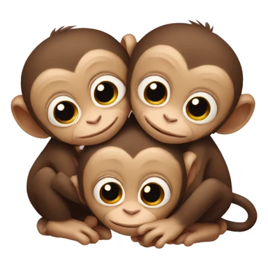 three baby monkeys hugging  sticker