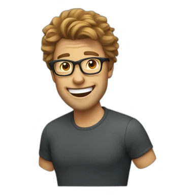 brawn hair guy with glasses laughing sticker