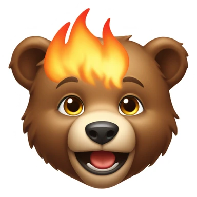 Cub bear playing with fire sticker