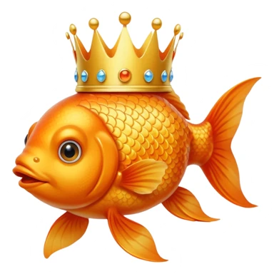 goldfish wearing a crown sticker