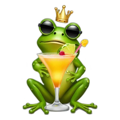 Queen frog with sunglasses drinking a cocktail  sticker