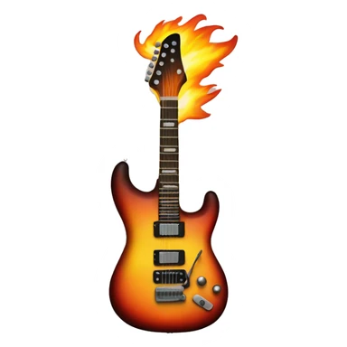 electric guitar on fire sticker