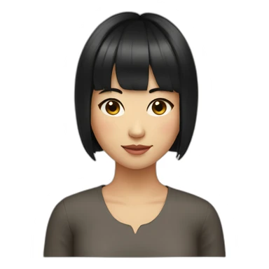 A Chinese girl with short black hair with bangs on her shoulders sticker