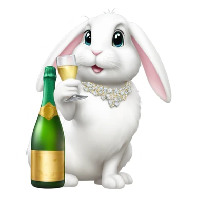 white female bunny wearing diamonds drinking champagne  sticker