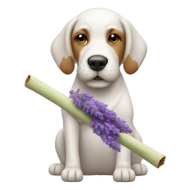 Dog holding a joint with lavender inside sticker