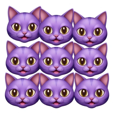 A bunch of purple cats with huge eyes smelly lines and their massive brown tongues out sticker